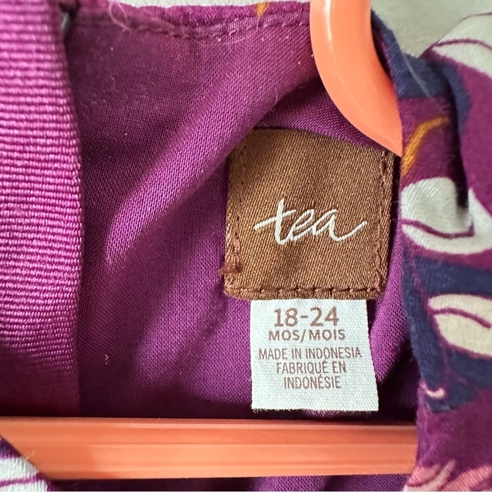 Tea Collection Destination China Dress Purple Floral Pink Birds 18-24 Months - Picture 5 of 11